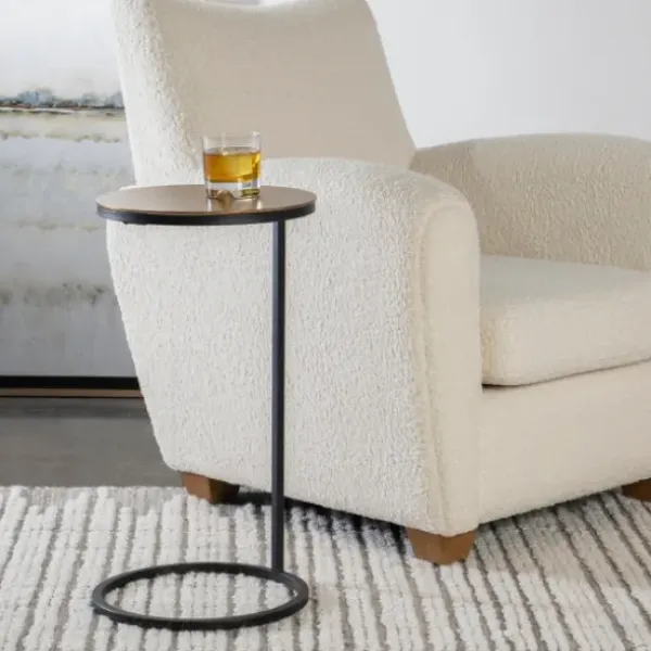 Accent & End Tables-Kirkland's Home Round Black And Gold Metal C-Table Black/Gold