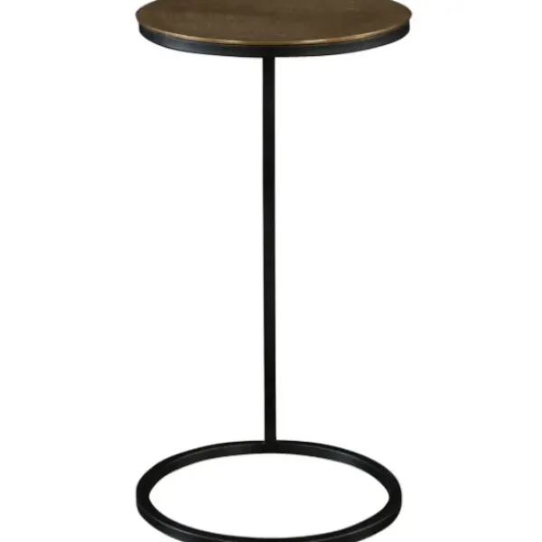 Accent & End Tables-Kirkland's Home Round Black And Gold Metal C-Table Black/Gold