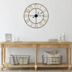 Clocks-Kirkland's Home Round Black Metal Open Face Wall Clock