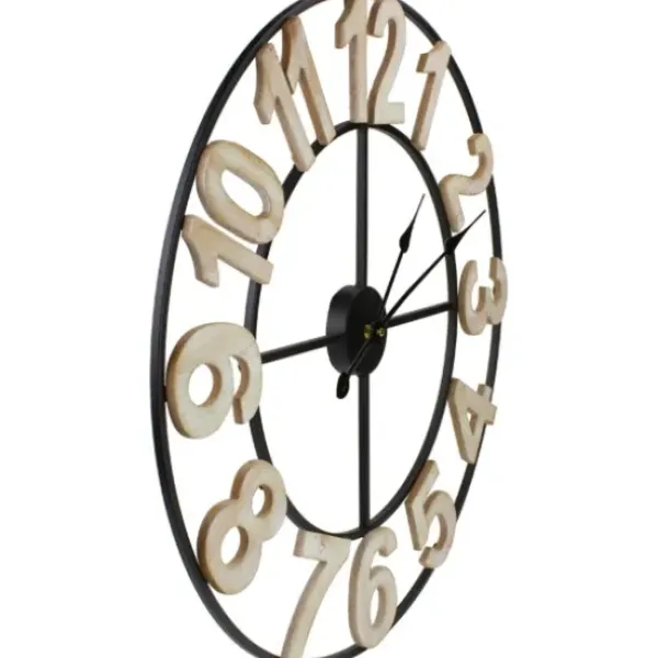 Clocks-Kirkland's Home Round Black Metal Open Face Wall Clock