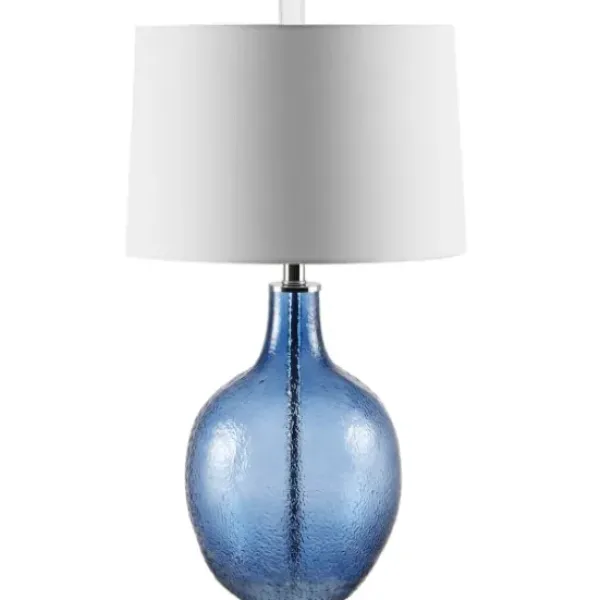 Table Lamps-Kirkland's Home Round Blue Textured Glass Table Lamp White