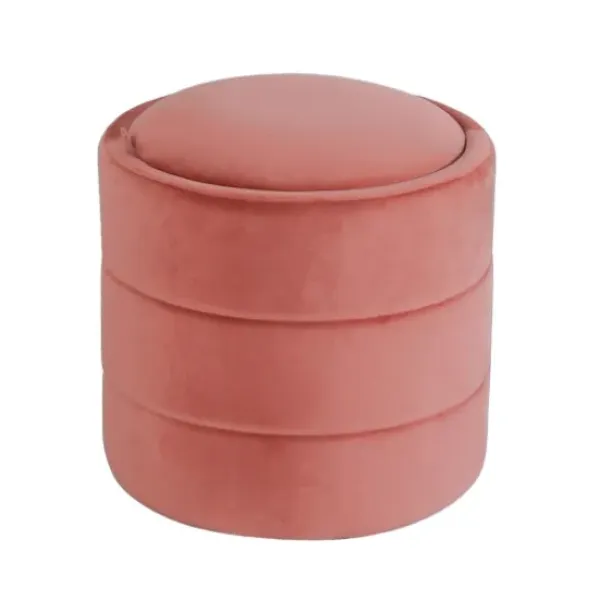Benches & Ottomans-Kirkland's Home Round Blush Velvet Storage Ottoman Pink