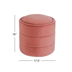 Benches & Ottomans-Kirkland's Home Round Blush Velvet Storage Ottoman Pink
