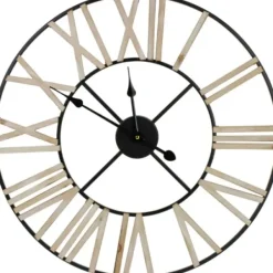 Clocks-Kirkland's Home Round Carved Block Open Face Wall Clock
