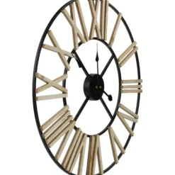Clocks-Kirkland's Home Round Carved Block Open Face Wall Clock