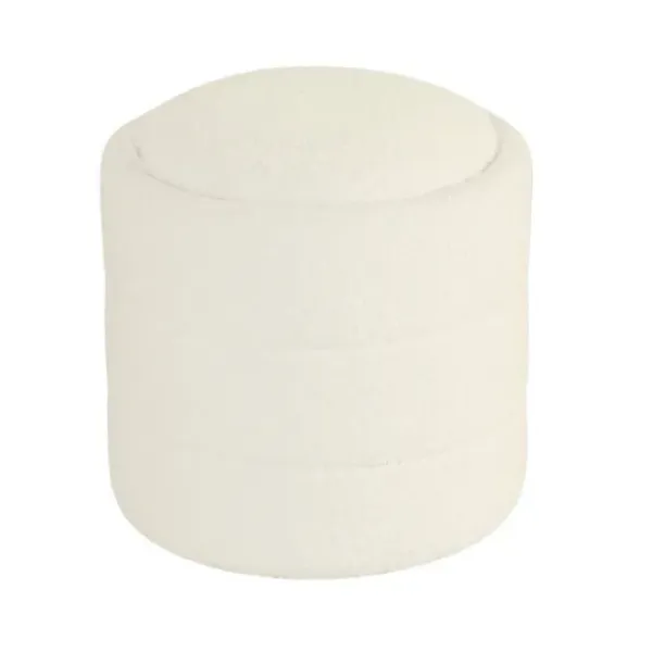 Benches & Ottomans-Kirkland's Home Round Cream Boucle Storage Ottoman Ivory