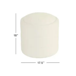 Benches & Ottomans-Kirkland's Home Round Cream Boucle Storage Ottoman Ivory