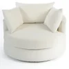 Accent Chairs-Kirkland's Home Round Cream Boucle Swivel Accent Chair Ivory