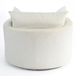 Accent Chairs-Kirkland's Home Round Cream Boucle Swivel Accent Chair Ivory
