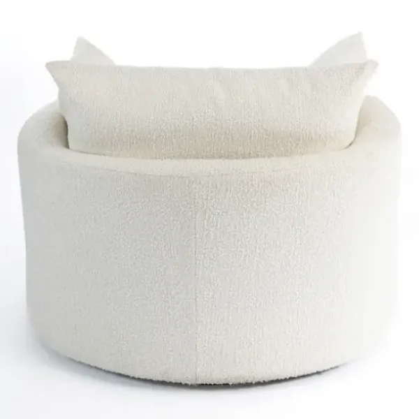 Accent Chairs-Kirkland's Home Round Cream Boucle Swivel Accent Chair Ivory