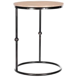Accent & End Tables-Kirkland's Home Round C-Table With Beaded Base Tan