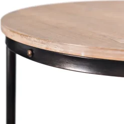 Accent & End Tables-Kirkland's Home Round C-Table With Beaded Base Tan