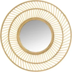 Decorative Mirrors-Kirkland's Home Round Double Frame Rattan Mirror