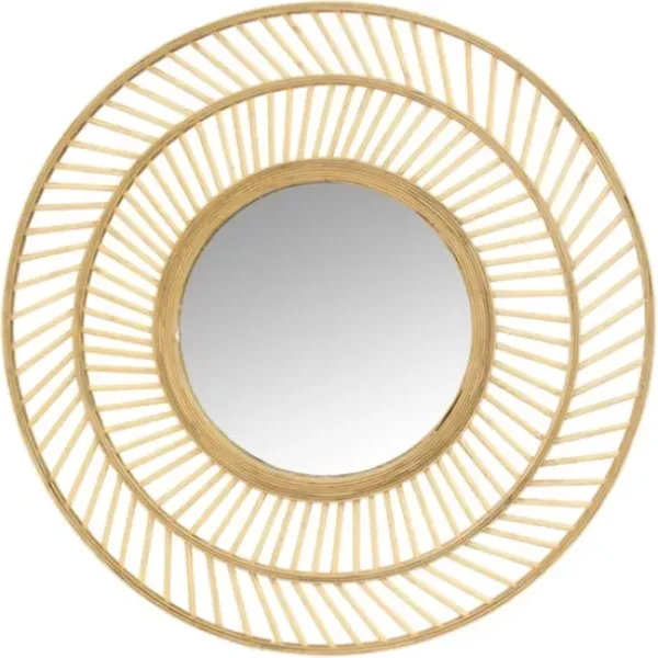 Decorative Mirrors-Kirkland's Home Round Double Frame Rattan Mirror