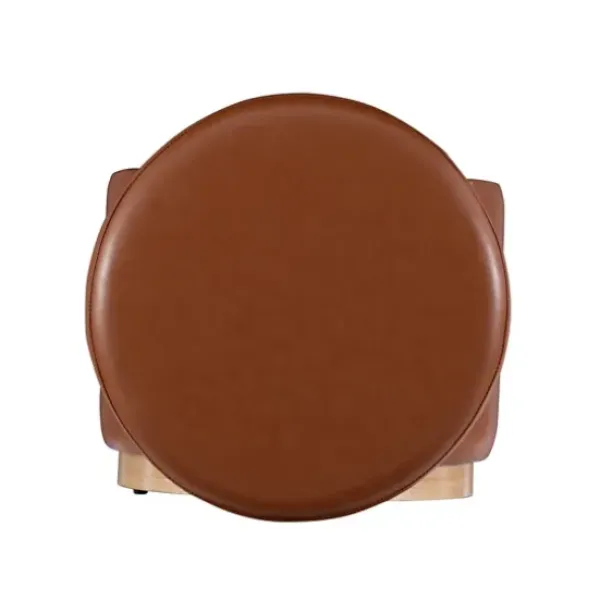 Benches & Ottomans-Kirkland's Home Round Faux Leather Storage Ottoman Brown