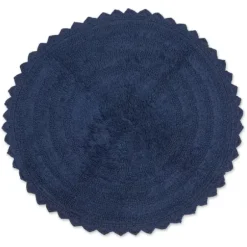 Bathroom Rugs-Kirkland's Home Round French Crochet Bath Mat, 28 In. Blue