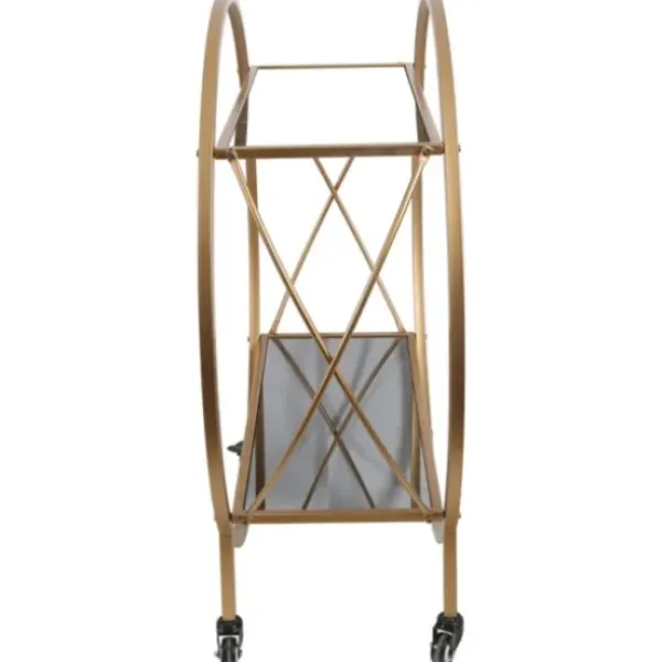 Kitchen Islands & Bar Carts-Kirkland's Home Round Gold Mirrored Shelves Bar Cart