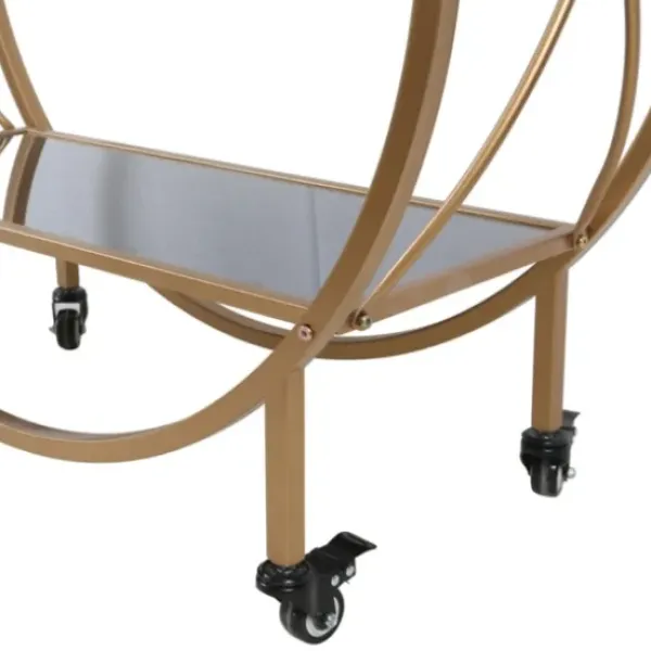 Kitchen Islands & Bar Carts-Kirkland's Home Round Gold Mirrored Shelves Bar Cart