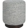 Benches & Ottomans-Kirkland's Home Round Gray & Blue Upholstered Ottoman Gray/Blue