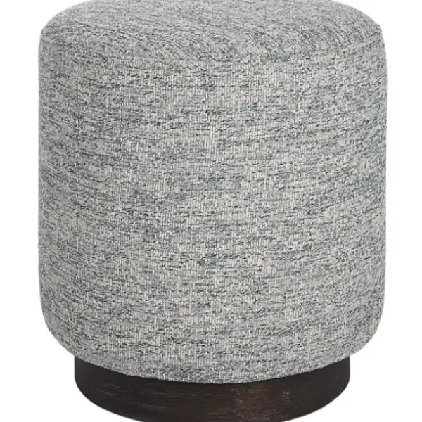 Benches & Ottomans-Kirkland's Home Round Gray & Blue Upholstered Ottoman Gray/Blue