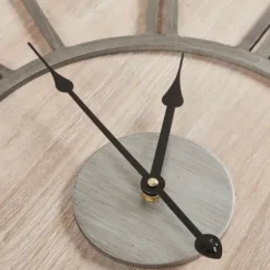 Clocks-Kirkland's Home Round Gray And Natural Wooden Wall Clock