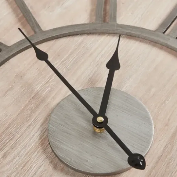 Clocks-Kirkland's Home Round Gray And Natural Wooden Wall Clock