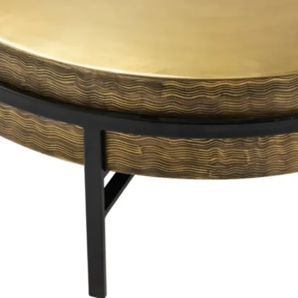 Coffee Tables-Kirkland's Home Round Hammered Metal Coffee Table Gold