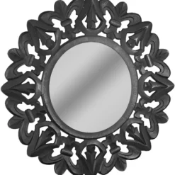 Decorative Mirrors-Kirkland's Home Round Hand Carved Mandala Medallion Mirror