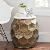 Accent & End Tables-Kirkland's Home Round Honeycomb Marble Top Accent Table