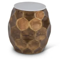 Accent & End Tables-Kirkland's Home Round Honeycomb Marble Top Accent Table
