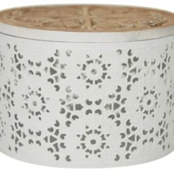 Baskets & Boxes-Kirkland's Home Round Intricate Laser Cut Boxes, Set Of 3 White