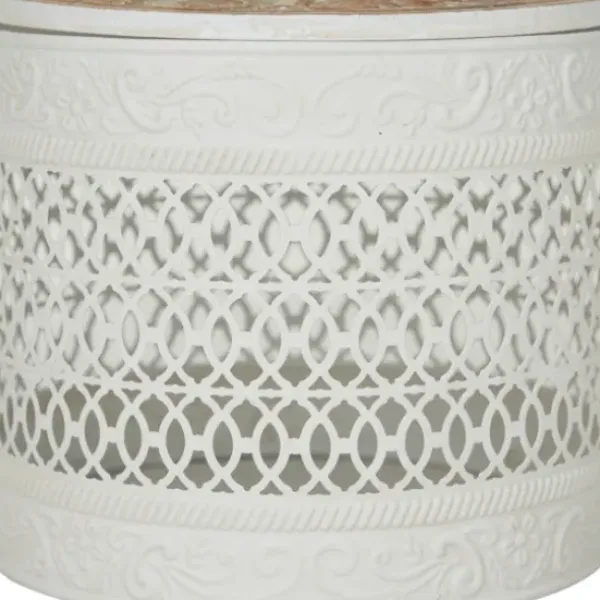 Baskets & Boxes-Kirkland's Home Round Intricate Laser Cut Boxes, Set Of 3 White