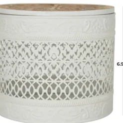 Baskets & Boxes-Kirkland's Home Round Intricate Laser Cut Boxes, Set Of 3 White