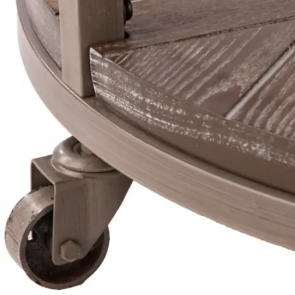 Coffee Tables-Kirkland's Home Round Kona Rolling Coffee Table Brown