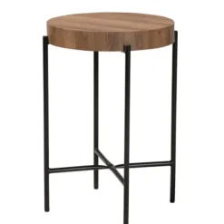 Accent & End Tables-Kirkland's Home Round Light Wood X Base Accent Table Brown