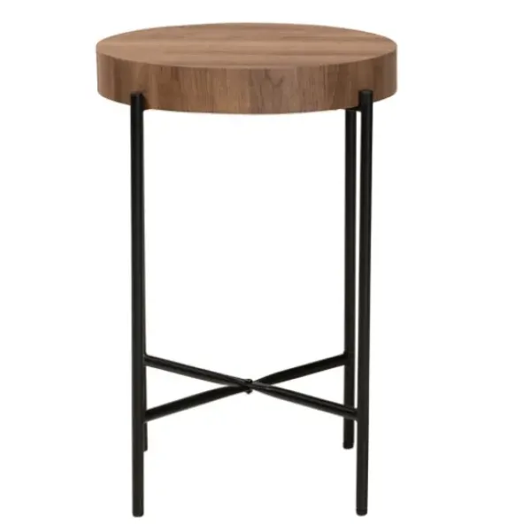 Accent & End Tables-Kirkland's Home Round Light Wood X Base Accent Table Brown