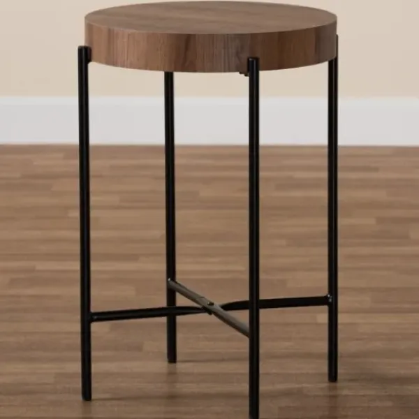 Accent & End Tables-Kirkland's Home Round Light Wood X Base Accent Table Brown