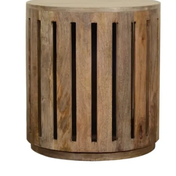 Accent & End Tables-Kirkland's Home Round Mango Wood Drum Accent Table