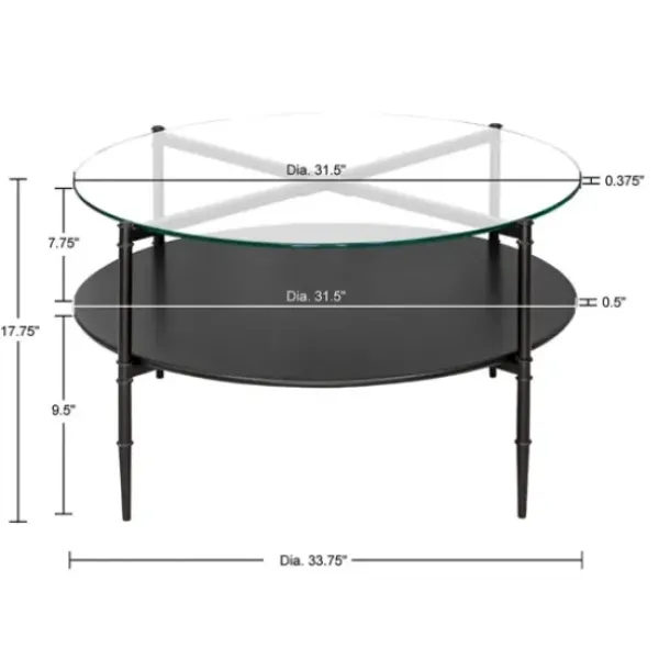 Coffee Tables-Kirkland's Home Round Martha Stewart Coffee Table Black