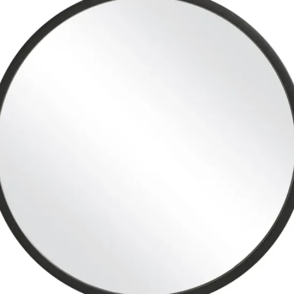 Framed Mirrors-Kirkland's Home Round Matte Black Thick Frame Mirror