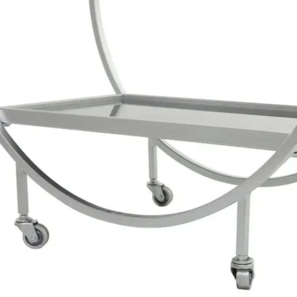 Kitchen Islands & Bar Carts-Kirkland's Home Round Metal And Glass 2-Ter Bar Cart Silver