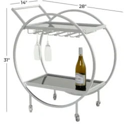 Kitchen Islands & Bar Carts-Kirkland's Home Round Metal And Glass 2-Ter Bar Cart Silver