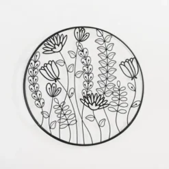 Wall Plaques-Kirkland's Home Round Metal Floral Cutout Wall Plaque Black