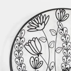 Wall Plaques-Kirkland's Home Round Metal Floral Cutout Wall Plaque Black