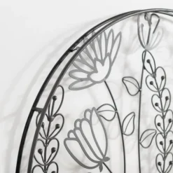 Wall Plaques-Kirkland's Home Round Metal Floral Cutout Wall Plaque Black