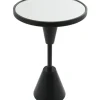 Accent & End Tables-Kirkland's Home Round Metal Mirrored Top Side Table Black