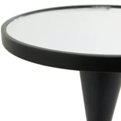 Accent & End Tables-Kirkland's Home Round Metal Mirrored Top Side Table Black