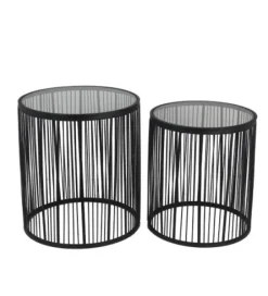 Accent & End Tables-Kirkland's Home Round Metal Wire Accent Tables, Set Of 2 Black