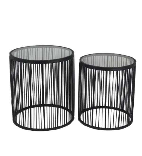 Accent & End Tables-Kirkland's Home Round Metal Wire Accent Tables, Set Of 2 Black
