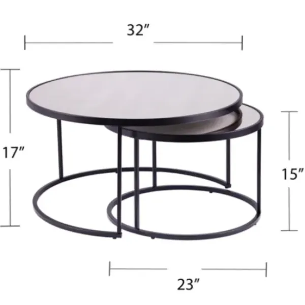 Coffee Tables-Kirkland's Home Round Mirrored Nesting Tables, Set Of 2 Black